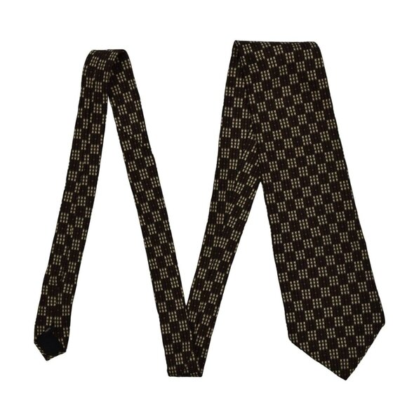 Kenneth Cole New York Mens Necktie Tie Geometric Brown Cream Black 59 in - Picture 3 of 6